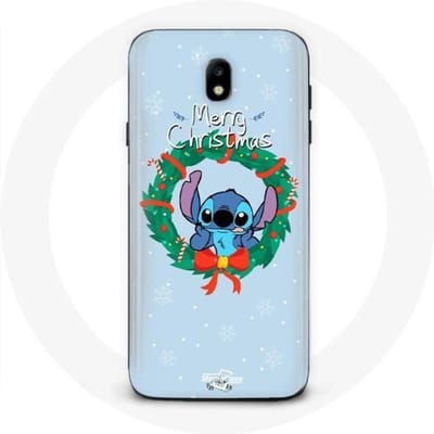 Coque pour Samsung Galaxy J7 2017 Stitch neige joyeux Noël bleu