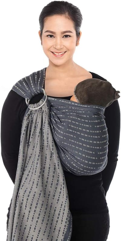 Ergonomische Ringsling van 100% Biologisch Katoen met Gewatteerde Schouderband