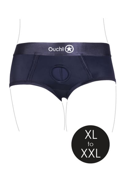 Ouch! by Shots - Vibrating Strap-on Brief - XL/XXL - Black