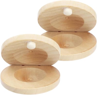 Houten Castagnetten - Vingerpercussie Instrument - Muziek Leren - Glad Oppervlak - 2 Stuks - Beige