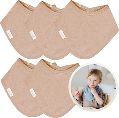 Funnies Bandana Slabbetjes 5 Stuks Pinkstone - Set van 5 Zachte Slabbetjes - Kwijldoekjes - Spuugdoekjes - Gemaakt van 100% Katoenen Badstof - Absorberend, Zacht en Makkelijk Wasbaar - Ideaal voor Baby’s bij Voeden, Kwijlen en Spugen