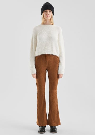 Dames Hoge Taille Zachte Synthetische Suède Flared Broek QS