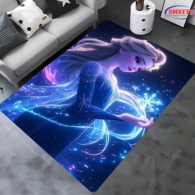 Frozen Elsa en Anna Prinses 3D HD Print Tapijt voor Woonkamer Kinderkamer Sofa Deurmat Vloerkleed Antislip Decor Mat 80x140cm (31x55in)