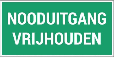Nooduitgang vrijhouden bord | gecoat dibond materiaal | 20 x 10 cm