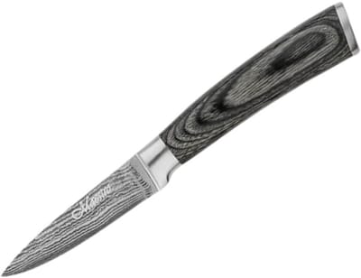 Maestro Damascus Officemes - Schilmes 3.5” (9 cm) - 67 Lagen Damaststaal - Ergonomisch Houten Handvat - Inclusief Luxe Cadeauverpakking - Zilver/Bruin