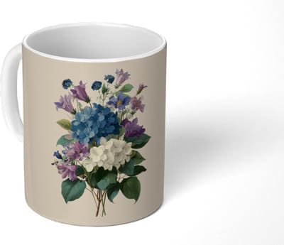 Mok - Koffiemok - Bloemen - Gedetailleerd - Rust - Realistisch - Mokken - 350 ML - Beker - Koffiemokken - Theemok