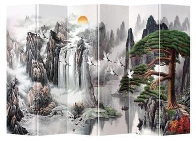 Fine Asianliving Chinees Kamerscherm Oosters Scheidingswand B240xH180cm 6 Panelen Bergenlandschap