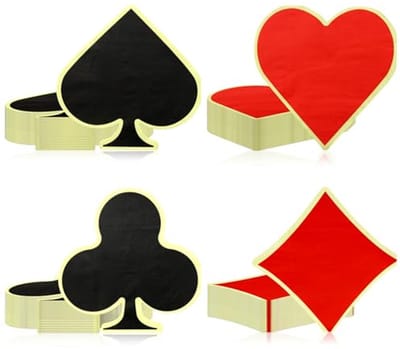 Poker Print Servetten voor Casino Thema Feesten - 4 Patroon Papieren Servetten