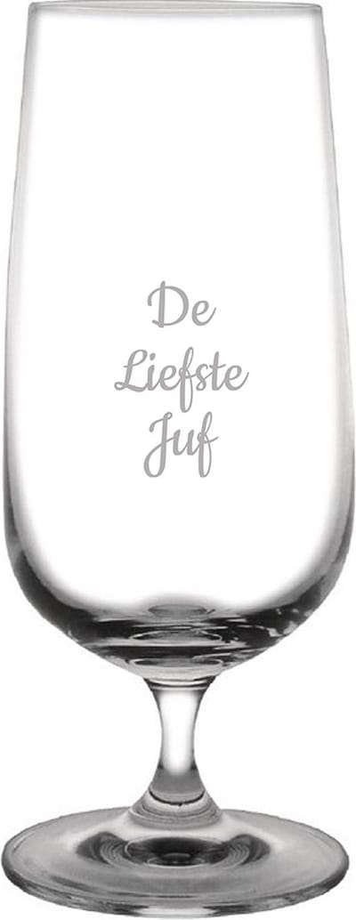 Gegraveerde bierglas op voet 41cl De Liefste Juf