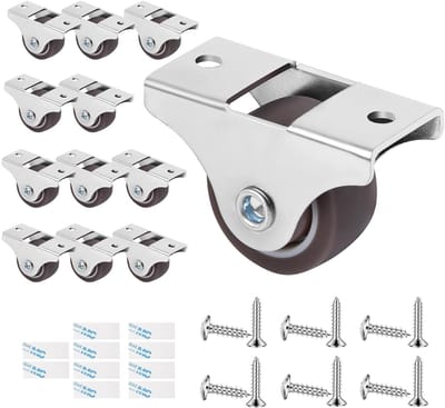 12 Stuks Meubelwielen met Schroeven - 25mm Rubber Wielen voor Meubels, Vloervriendelijke Castors voor Apparaten en Uitrusting