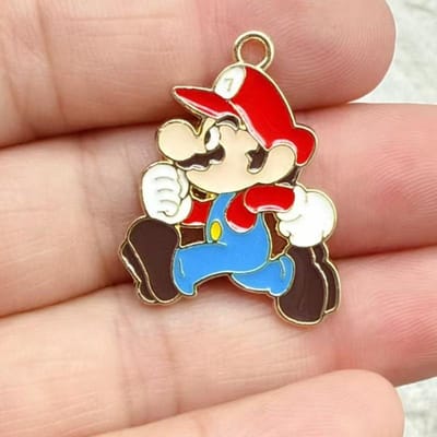 10 stuks Schattige Super Mario Bros DIY Sleutelhanger Metaal Handgemaakte Legering Anime Game Sleutelhanger Sleutelring Cadeau voor Fans white