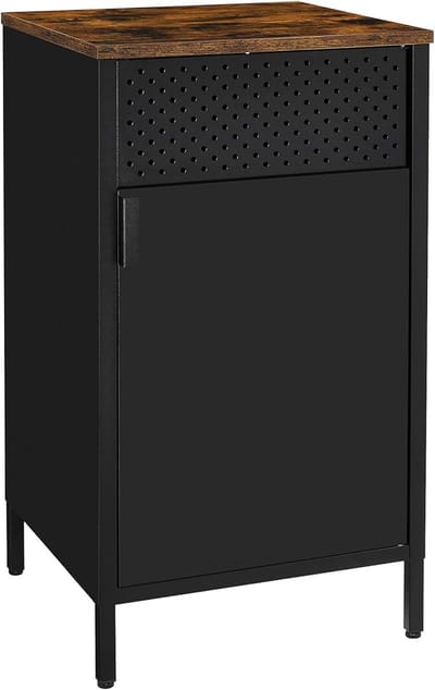 Opslagkast - Kleine kast - Nachtkastje - Kantoorkast - Nachtkast - MDF - Metaal -13.9 kg - Verstelbaar - Bruin - Zwart - 42.5 x 40 x 76 cm