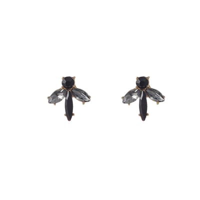 Go Dutch Label Oorknoppen Stone Stud Goud Black