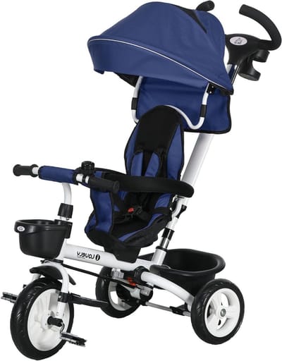 Kinder driewieler - Loopfiets - Eerste ritjes - 4-in-1 ontwerp - 112 x 50 x 104 cm - Blauw