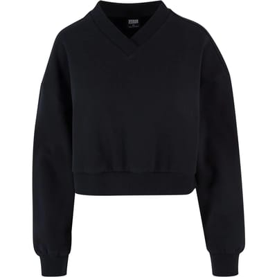 Urban Classics - V-Neck Crop Sweater/Trui - XS - Zwart