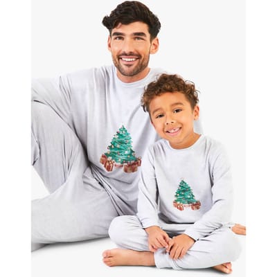 boohoo Dames Kids Mini Me Matchende Kerstboom Familie Pyjama's | Grijs | Maat: 5-6 Yrs