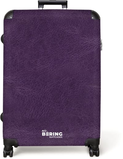 NoBoringSuitcases.com® - Koffer groot - Reiskoffer lichtgewicht - Lederen look aubergine paars - Rolkoffer met 4 wielen - Grote trolley XL - 98 liter bagage