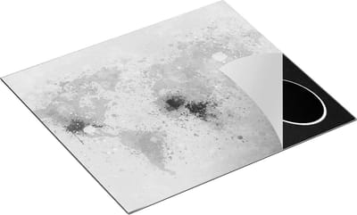 Chefcare Inductie Beschermer Wereldkaart met Verfvlekken - Abstract - Zwart Wit - 60x50 cm - Afdekplaat Inductie - Kookplaat Beschermer - Inductie Mat