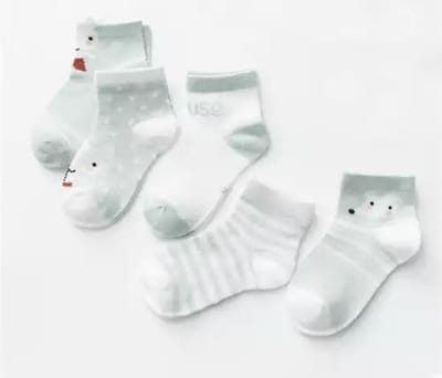5 paar New born Baby sokken - set babysokjes - 0-6 maanden - Groene Babysokken - Muis - Muisje - Multipack - Dierensokken - Kraamcadeau voor Jongen of Meisje - Babyshower Cadeau - Kraammand
