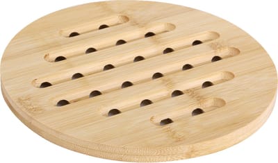 Bambou & Co Pannenonderzetter - rond - D19 cm - bamboe hout - met luchtgaten