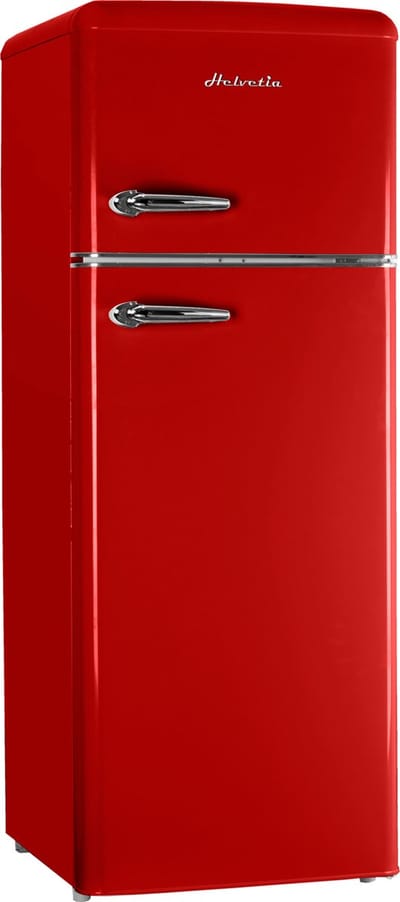 Helvetia Retro Koelvriescombinatie HRDPER206ER1 - Rood - 144 cm Hoog - 4ster Vriezer - Vintage - 206 Liter