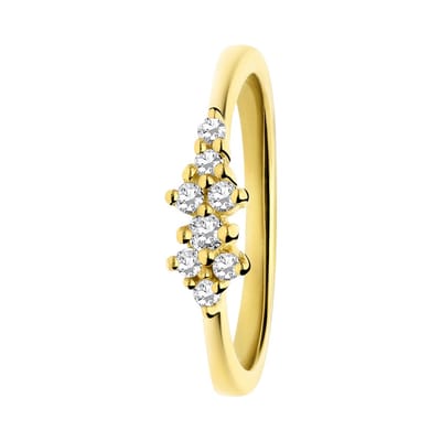 Lucardi - Dames Zilveren ring asymmetrisch zirkonia - Ring - 925 Zilver - Goudkleurig- 15.5 / 48 mm