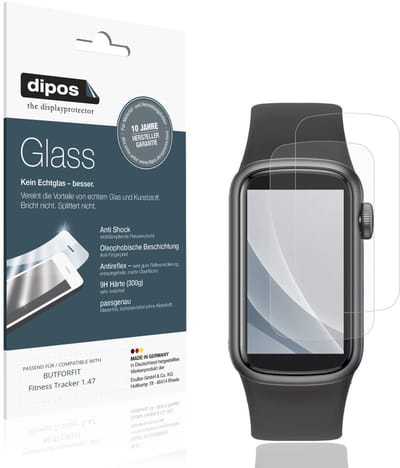 dipos – 2x Matte Pantserfolie geschikt voor BUTFORFIT Fitness Tracker 1.47 | 9H Screenprotector