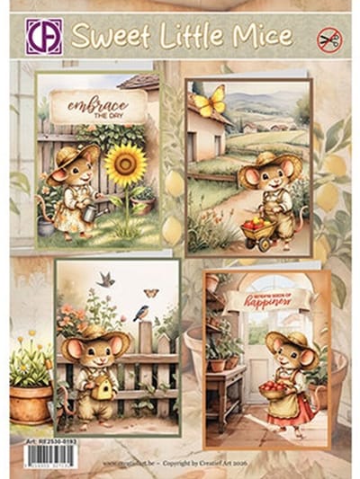 Kaartenpakket - Sweet Little Mice - Creative CutOuts - Voor het maken van 4 prachtige 3D-wenskaarten - Gratis verzonden - RE2530-0193