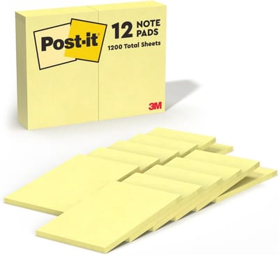 Geel zelfklevende notities - 4 x 6 inch, 100 vel per blok (verpakking van 12)