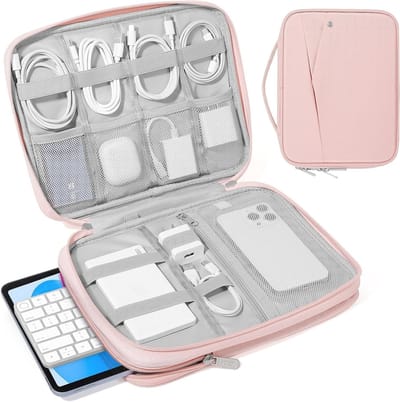 Tabletzak voor 9-11 Inch Tablets, Geschikt voor iPad Pro, Air en 10th Gen, Dubbel Laags met Antislip Handvat, Roze