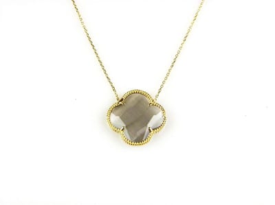 model Fiori kleine klaver collier in zilver verguld grijs