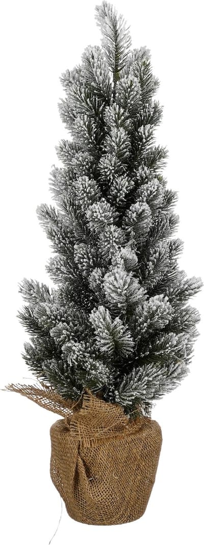 X-mas tree with burlap green frosted TIPS 105 - h60xd30cm