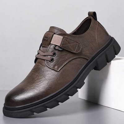 Herenschoenen Retro Heren Zakelijke Leren Schoenen Instappers Dikke Zool Werkschoenen Trendy Casual Schoenen Heren 44 black