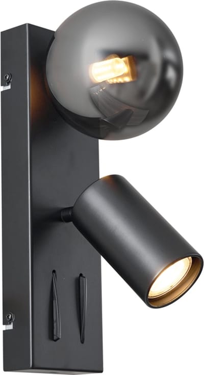 QAZQA lesly - Moderne Wandlamp voor binnen - 1 lichts - D 18 cm - Zwart - Woonkamer | Slaapkamer | Keuken