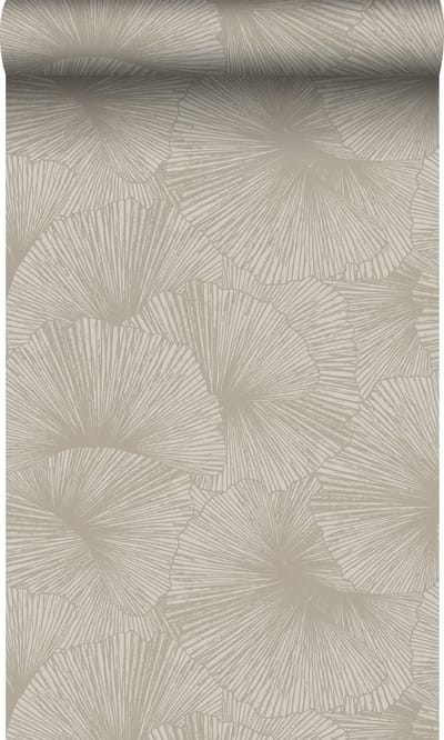 Origin Wallcoverings behang 3D-motief bladeren taupe - 53 cm x 10.05 m - 348007