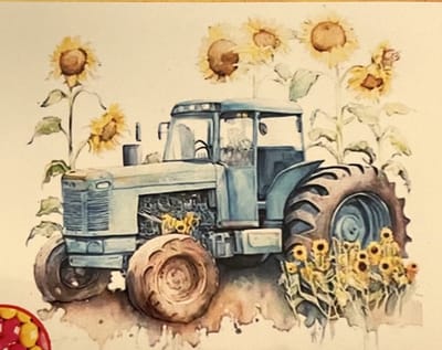 TOPMO- Zonnebloem Tractor- Diamond painting pakket - HQ Diamond Painting - volledig dekkend - Diamant Schilderen – voor Volwassenen – ROND - 40 x 50 CM