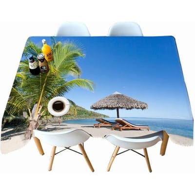 Patroon van strandgolven Kokospalm Tafelkleed Stofdicht Verdikt Katoen Rechthoekig Rond Tafelkleed Voor Bruiloft Picknick Feest 40 X 40CM gray