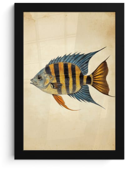 Poster in lijst - Fotolijst 20x30 cm - Posters - Vis - Tropisch - Strepen - Vinnen - Posterlijst zwart - Decoratie - Wanddecoratie woonkamer - Muurdecoratie slaapkamer