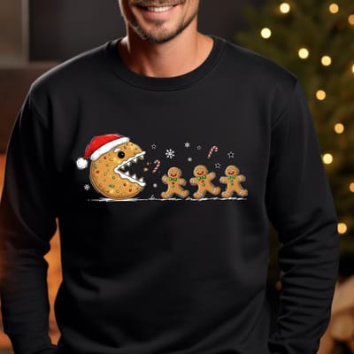 Uniseks Foute kersttrui peperkoek maat L- zwarte kerst sweater.