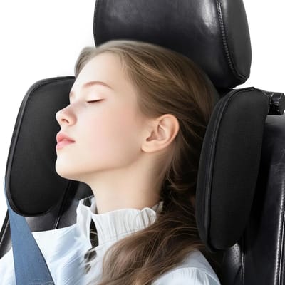 Verstelbare 360° Hoofdkussen voor Kinderen in de Auto, Comfortabel en Ondersteunend Kussen voor Autostoel, Geschikt voor Boosterzitjes (Zwart)