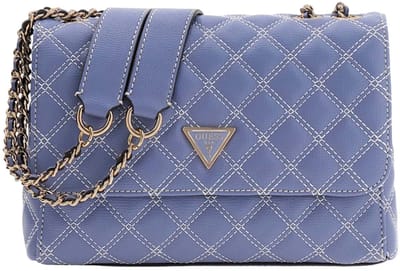 GUESS schoudertas Giully II 2 Compartment Convertible Flap Grey Blue blauwgrijs