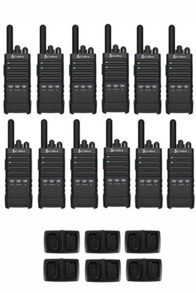 Set van 12 Cobra PX650 UHF PMR446 vergunningsvrije slimline portofoons IP54