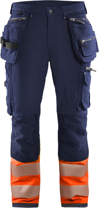 Blaklader High Vis 4-weg-stretch werkbroek 1993-1642 - Marineblauw/Oranje - C144