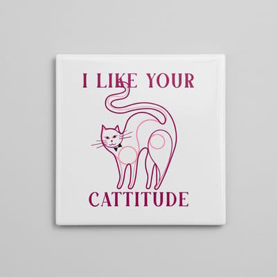 “I Like Your Cattitude” Grappige Kattenliefhebber Tegel – Schattige Humoristische Huisdier Wanddecoratie – Keramische Tegel 15×15 cm