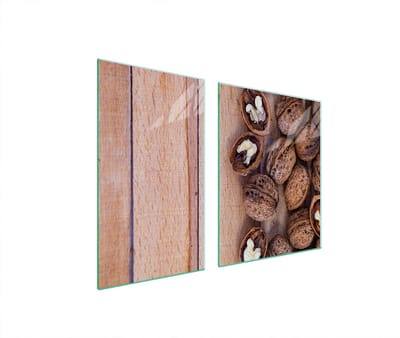TMK ArtDeko Serie - Glazen Snijplank - 100x52cm - Walnoten Design - Bescherming voor Fornuizen