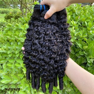 Dailygoods- Human Hair Bundels 100% Echt Menselijk Haar - Burmese Kinky Curly - Dubbele Weft - 95g - Geen Klitten - Verfbaar en Bleekbaar - Haarbundels