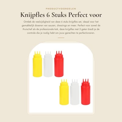 Dailygoods- Knijpfles 6 Stuks - Doseerfles - Knijpflessen - Kruiderij Fles - Plastic Fles - Keuken Benodigdheden - Sauzenfles