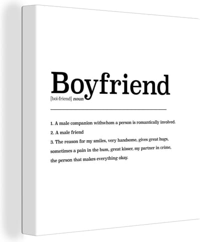 Canvas Schilderij Woordenboek - Boyfriend - Vriend definitie - Spreuken - Quotes - 20x20 cm - Wanddecoratie