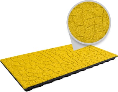 Rubberen tegel flagstone EPDM geel | LxB=100x50cm | Dikte 4,8cm | Incl. pennen