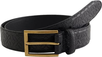 WE Fashion Heren leren riem met bloemenpatroon